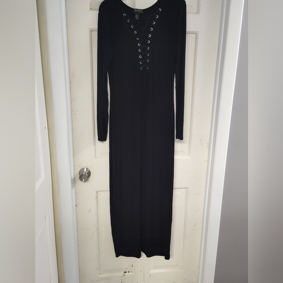 Forever 21 Black Lace-Up Long Sleeve Dress - Picture 1 of 5